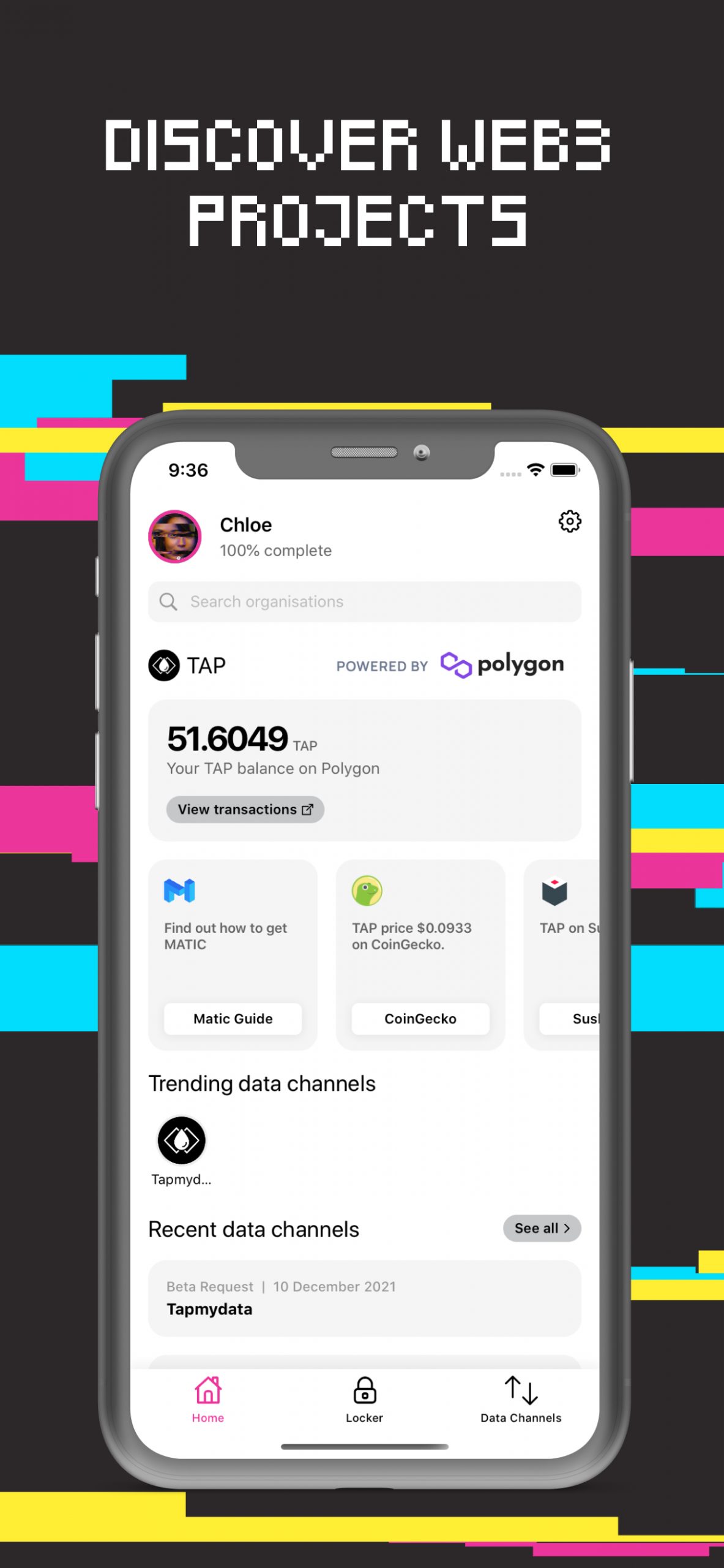 Discover web projects app screen