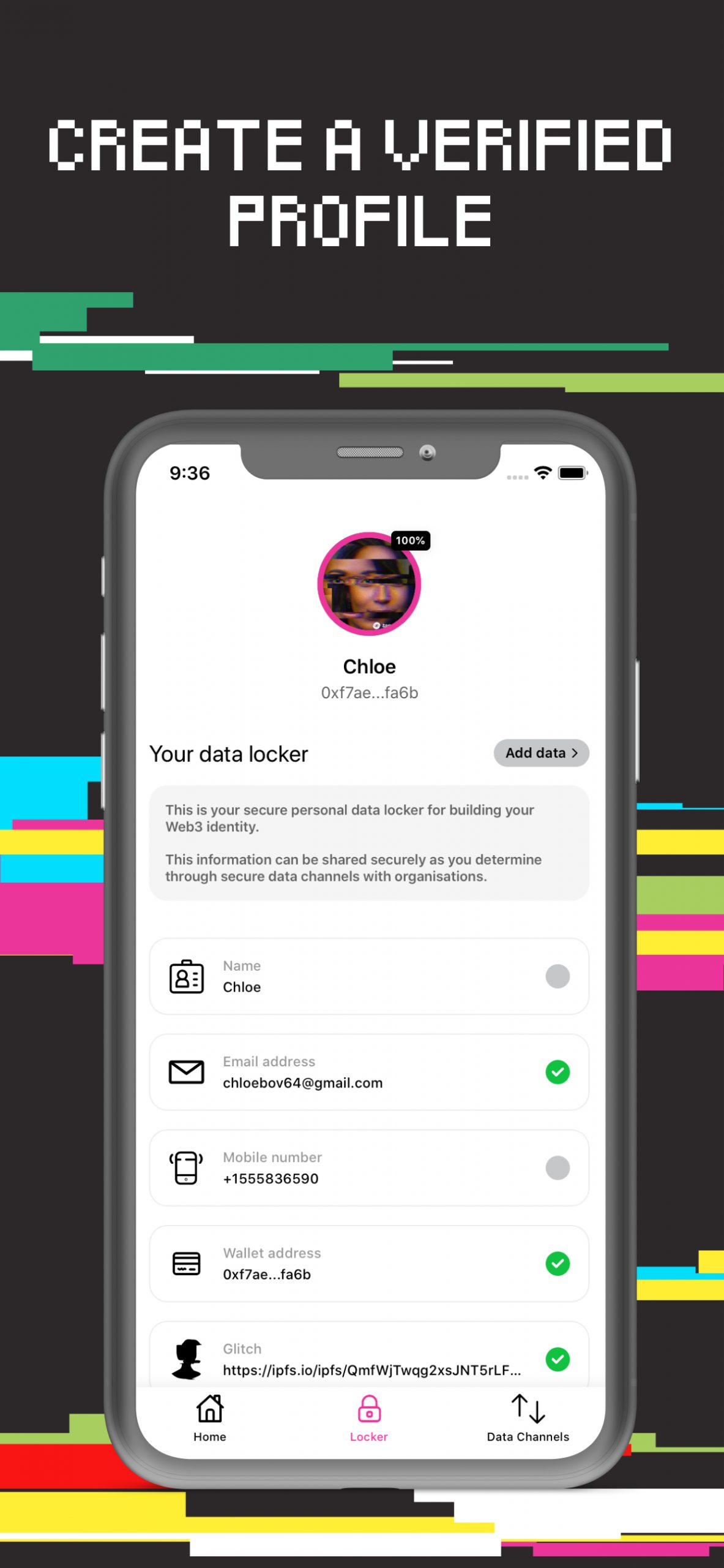 Create a verified profile app screen