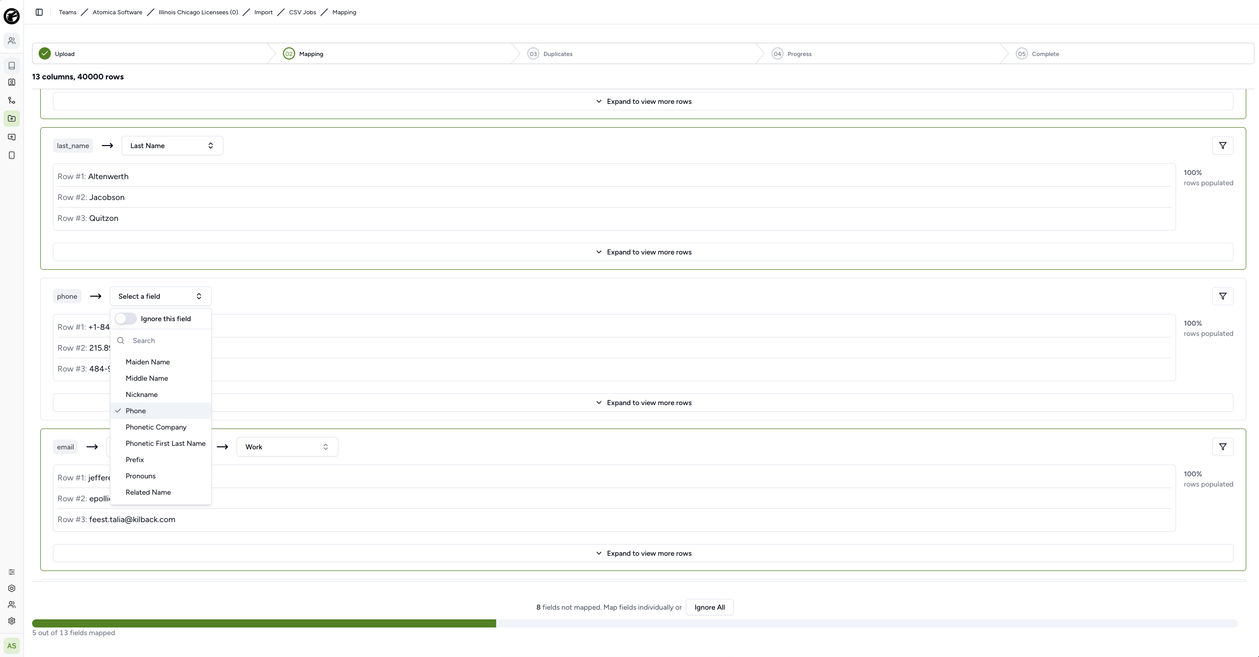 Import Mapping Step